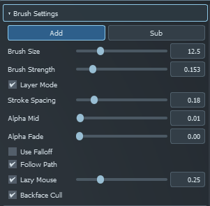 Brush Settings rollout