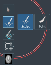 Toolbar showing sculpt selection and extra buttons