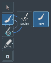 Toolbar showing Sculpt and Paint selection