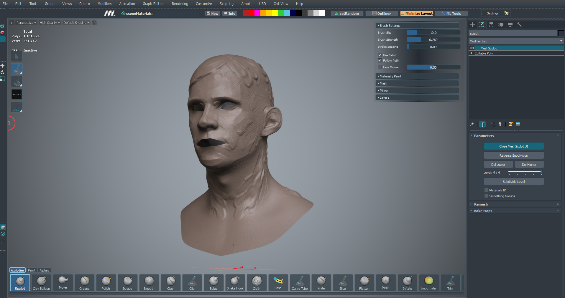 Second Sculpt Mesh workspace overview