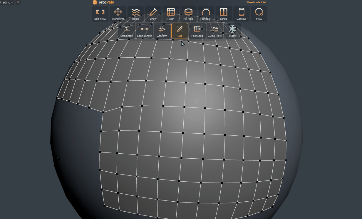 Creating a continuous cut path.