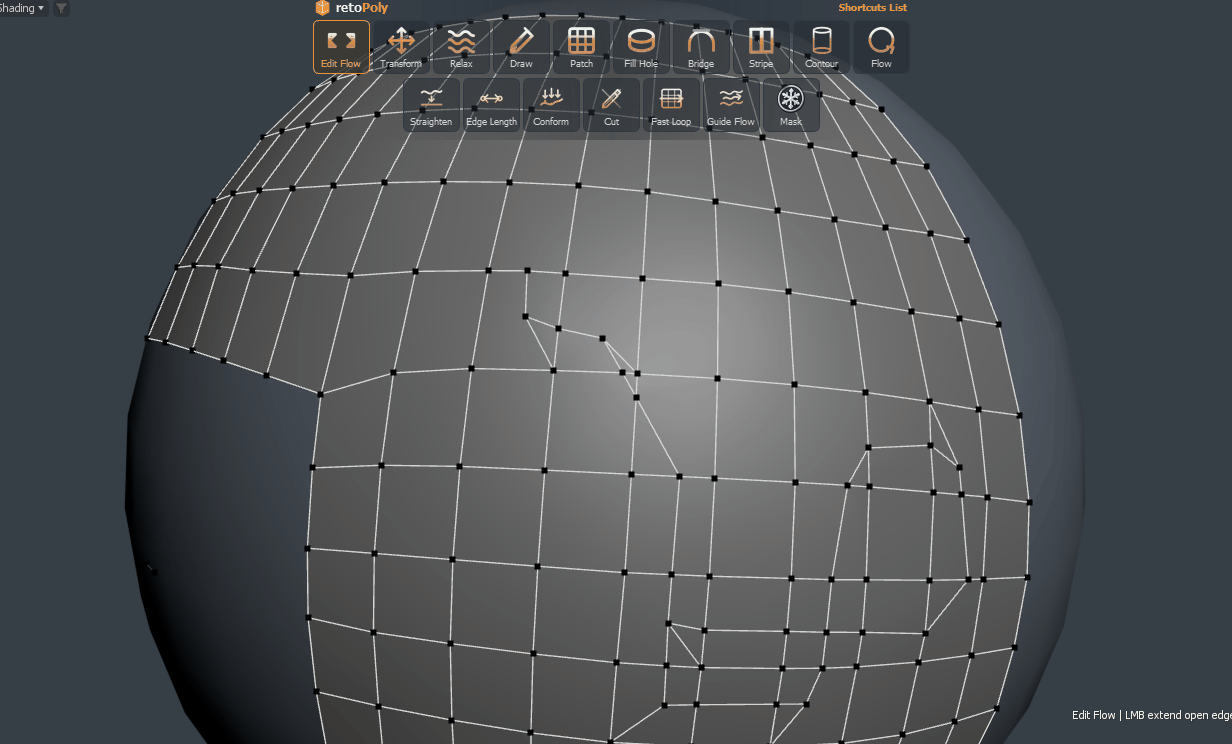 Edit Flow selection and topology editing workflow.