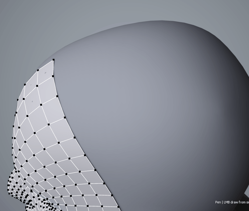 Drawing a quad patch with the Pen tool.