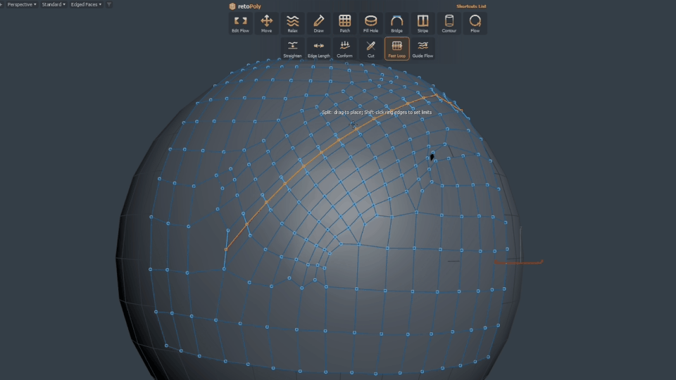 Inserting and positioning an edge loop.